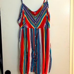 Rainbow striped cami dress